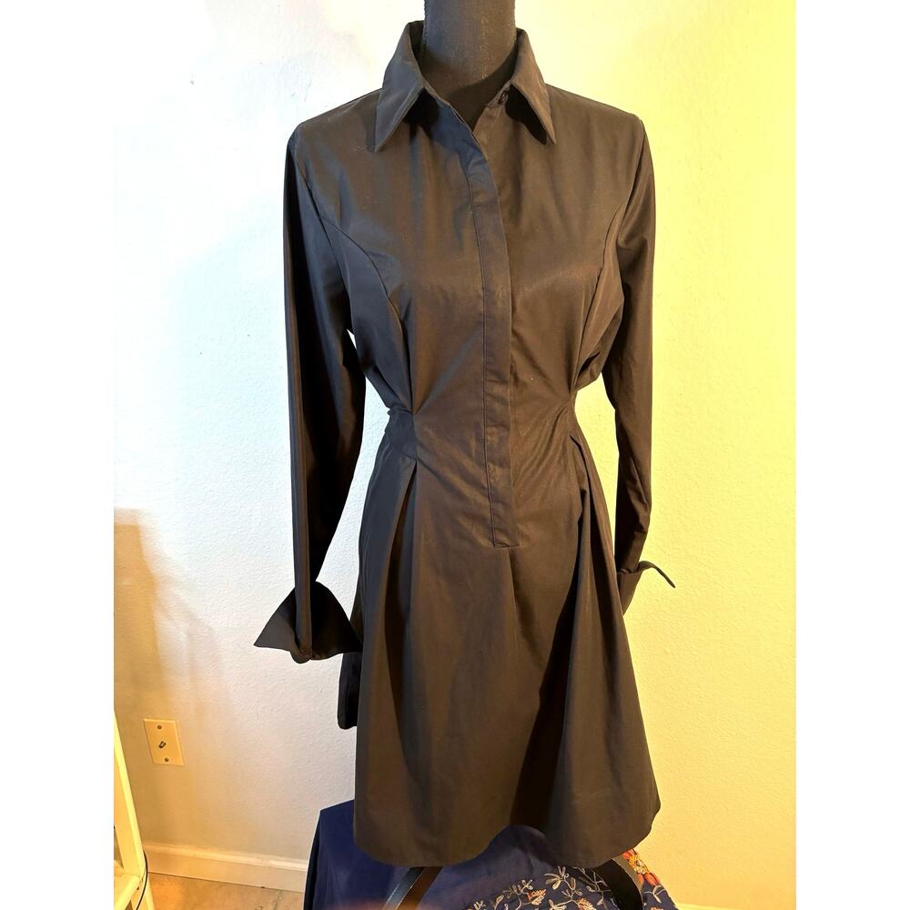 BTFBM Sz M Tailored Poplin Minimalist Cinched Waist Shirt Dress